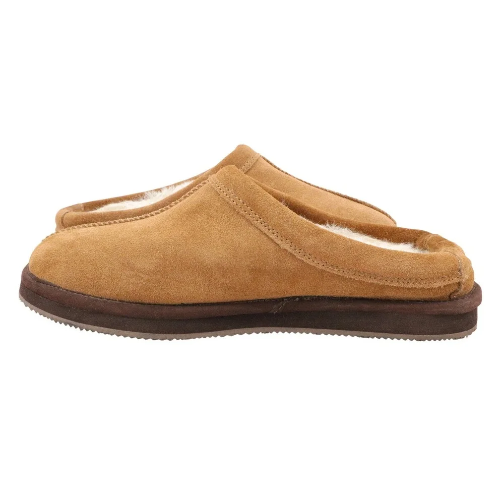 Mr Slippers Men's Tan Suede Shearling Lined Moccasin Slippers Slip‎ On Shoes